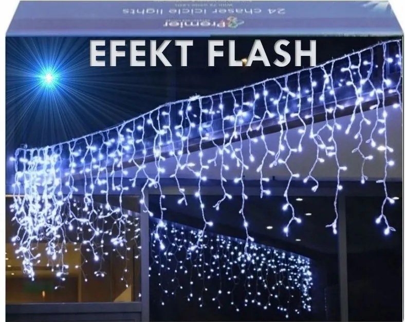 Jégcsap 500 Led Függöny Kültéri Lámpa IP44 Hideg Fehér Hideg Vaku 21M