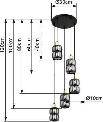 GLOBO 15761-5B WOLLI Többágú Függesztett Lámpa IP20