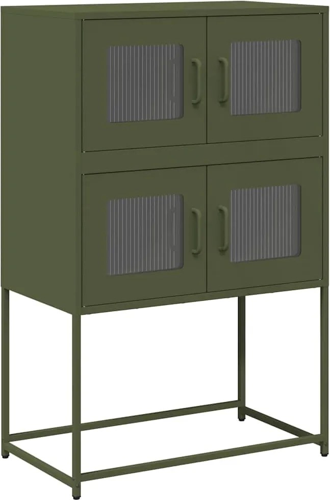 vidaXL Highboard olívazöld 68x39x107 cm Acél