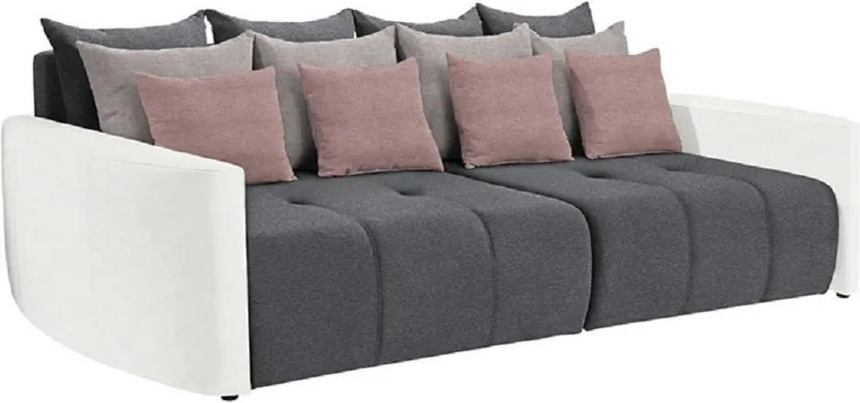 Stílusos nagy kanapé, fehér/szürke/világosszürke/púderrózsaszín, PORTO BIG SOFA