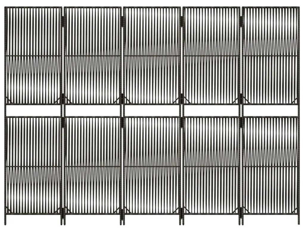 szürke 5-paneles polyrattan térelválasztó