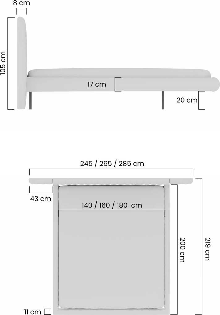 Galin kárpitozott lebegő ágy 140x200 - bézs, könnyen tisztítható Maya 01 szövet