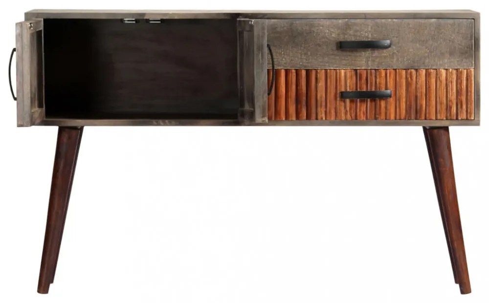szürke tömör, nyers mangófa tálalóasztal 120 x 35 x 75 cm