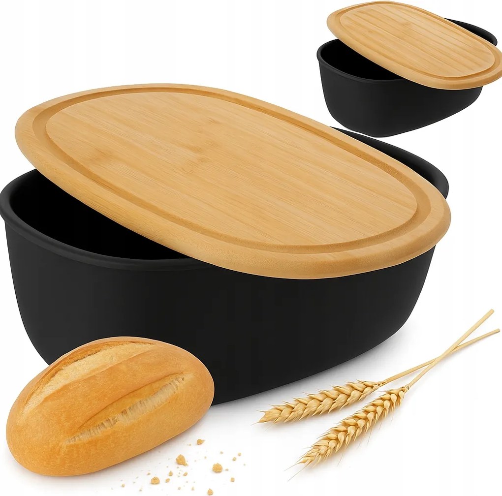 Kenyértartó Bambusz Vágódeszkával 37x22x15 cm