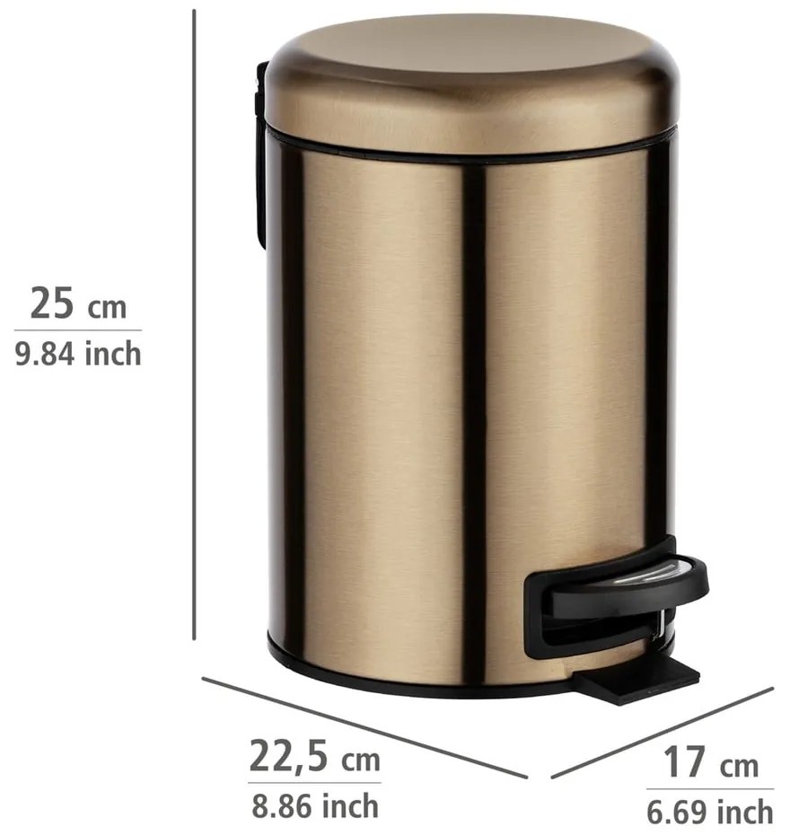 Leman rézszínű pedálos szemetes, 3 l - Wenko
