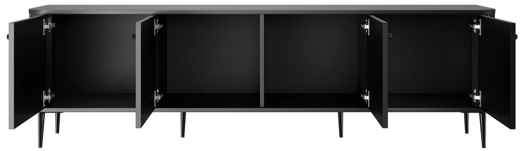 Vesper 4D TV-szekrény 187 cm - fekete / fekete lábak