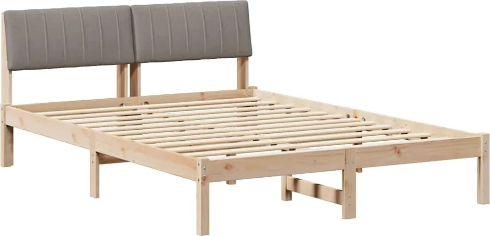 vidaXL Ágykeret fejtámlával Barna és taupe 135 x 190 cm Tömör fenyőfa