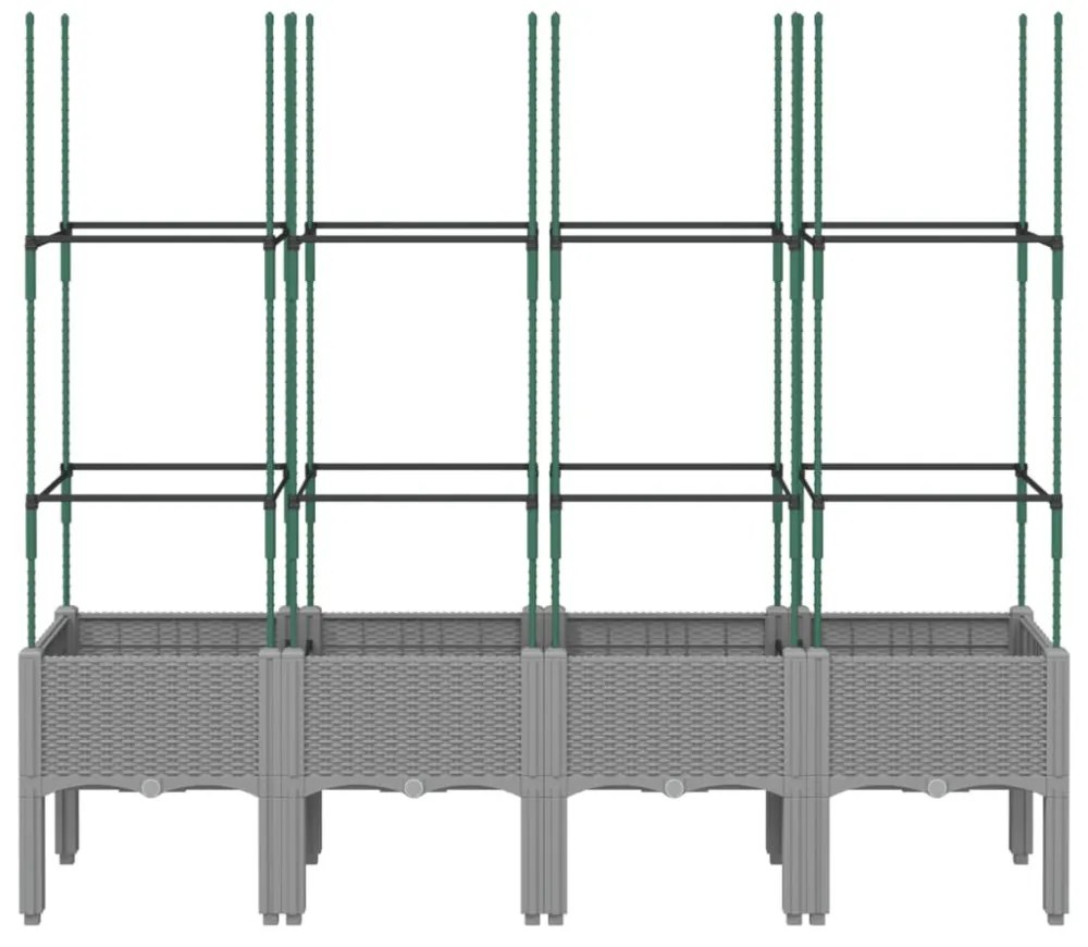 világosszürke PP rácsos kerti ültetőláda 160 x 40 x 142,5 cm