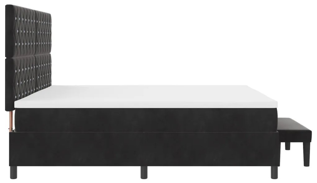 Box spring ágy matraccal és padal fekete 200x200 cm velúr