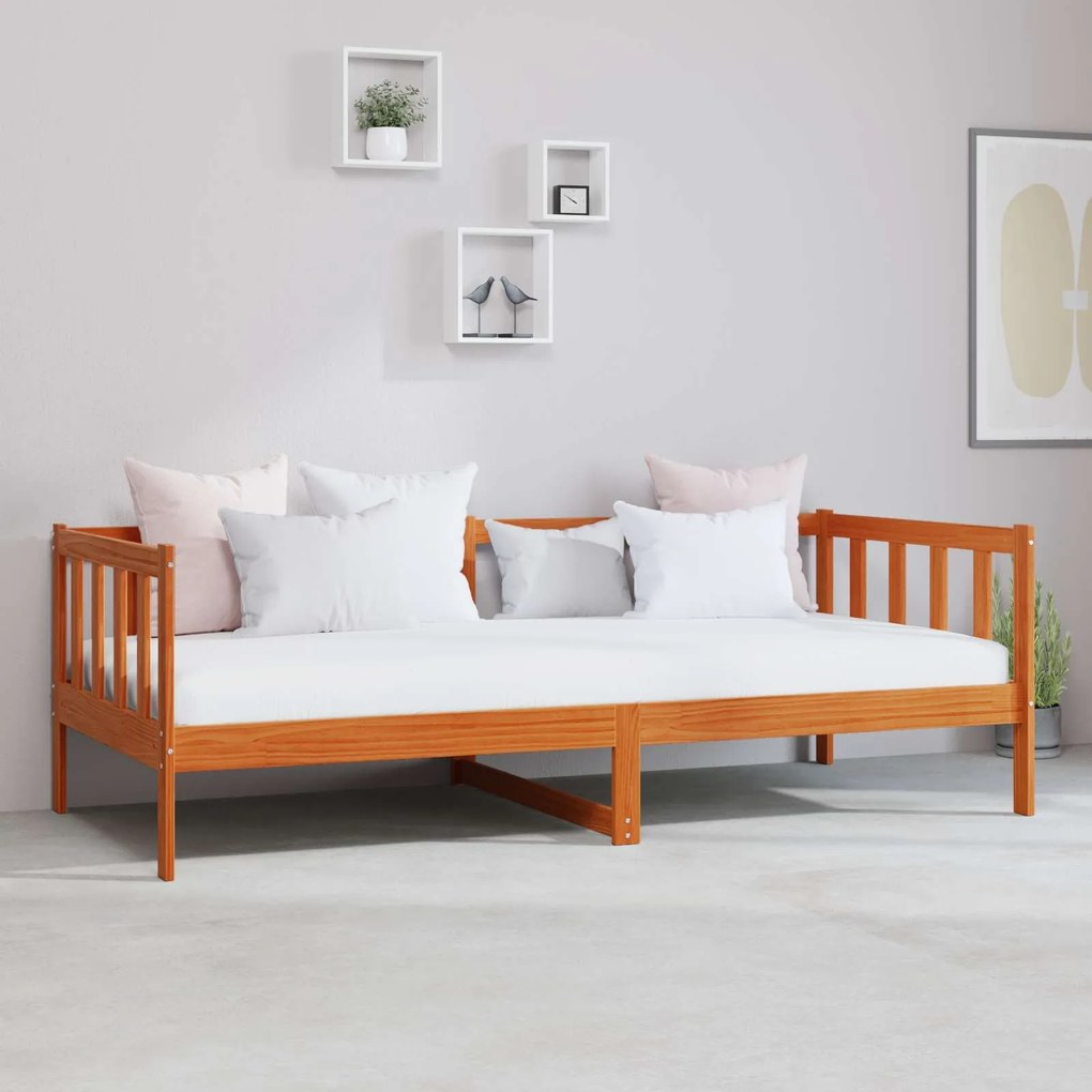 vidaXL Nappali ágy matracmal Wax Barna és Fehér 90 x 200 cm