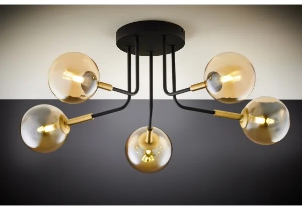 Jupiter 2038 - Felületre szerelhető csillár BURANO 5xG9/10W/230V fekete/arany/bézs