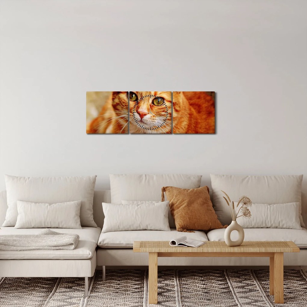Egy fekvő macska képe (órával) (90x30 cm)