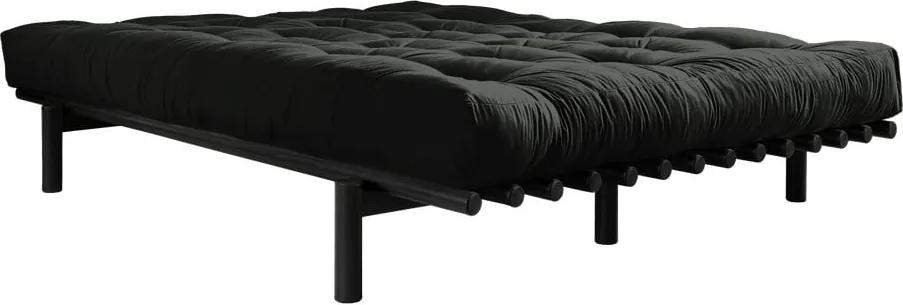 Pace Comfort Mat Black/Black borovi fenyőfa franciaágy matraccal, 160 x 200 cm - Karup Design