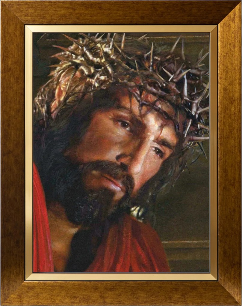 Jézus Krisztus Vallásos Vászonkép Arany Díszített Keretben 30X40