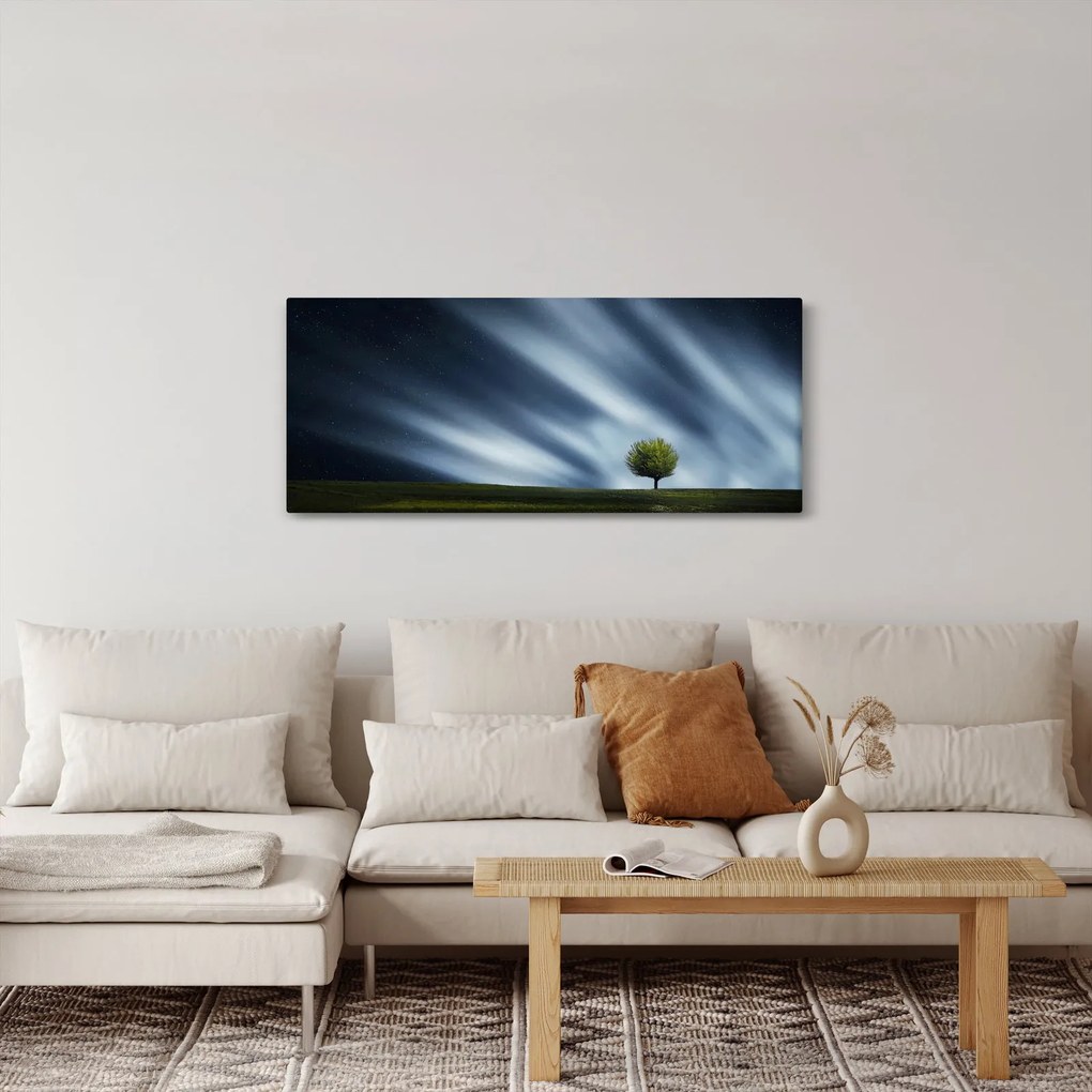 Az aurora borealis képe egy lápvidéken (120x50 cm)