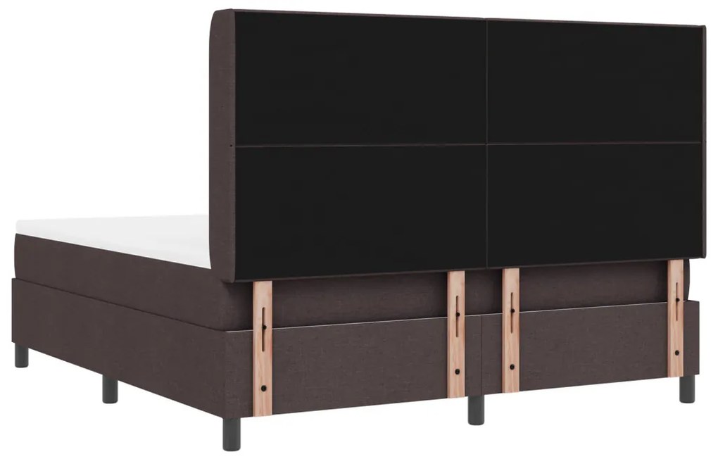 Boxspring Ágy Matraccal és LED világítással Sötétbarna 180x200 cm Szövet