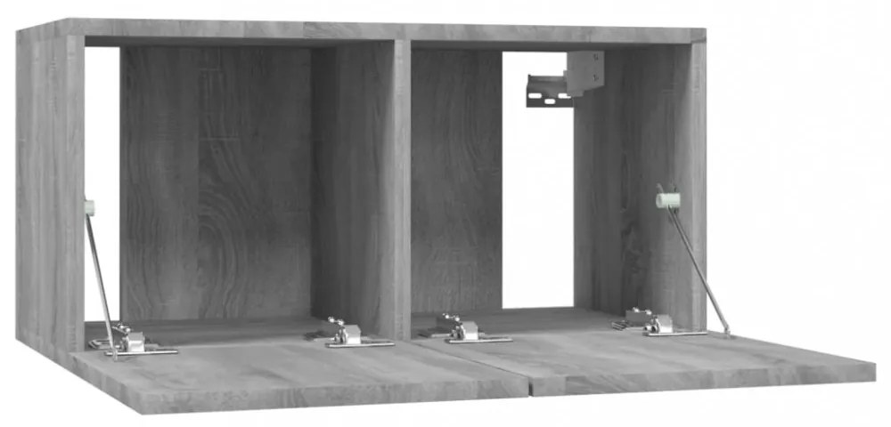 2 db füstös tölgy szerelt fa függő TV-szekrény 60 x 30 x 30 cm