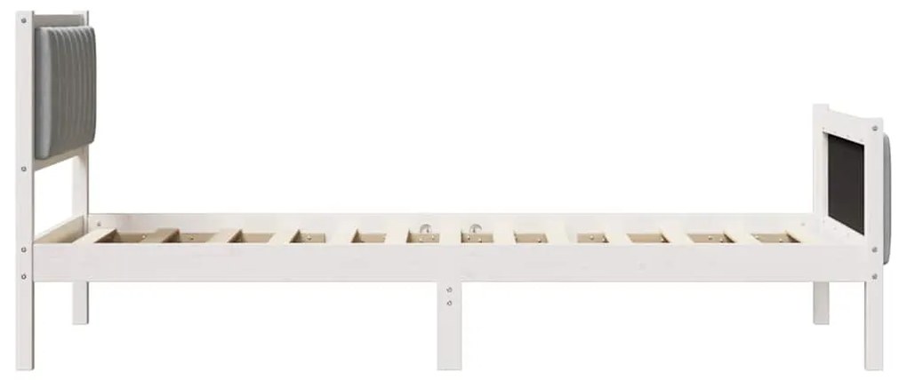 Ágykeret Fehér és világosszürke 90 x 200 cm Tömör fenyőfa