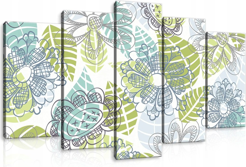 Vászonkép 100x60 Virágminta virágok absztrakt grafika tavasz frissesség zöld