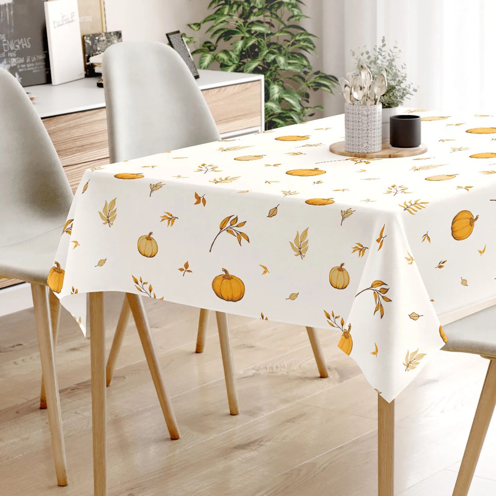 Goldea szögletes terítő 100% pamutvászon - őszi tökök és levelek 100 x 100 cm