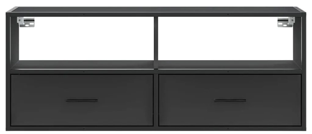 fekete szerelt fa és fém TV-szekrény 100x31x39,5 cm