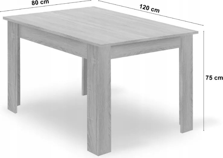 AKCIÓ Fehér étkezőasztal sonoma tölgy dekorációval MADO 120x80 II. minőség