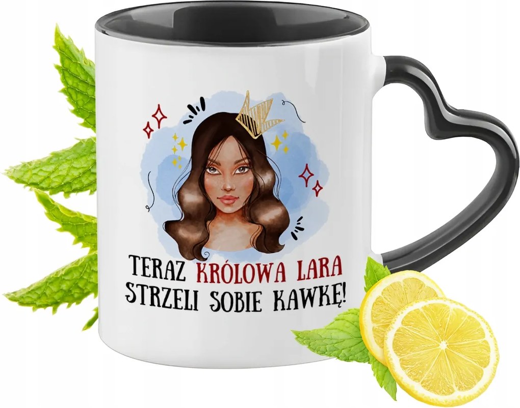 Lara Bögre Fekete Szív Alakú Füllel Ajándék Nyomtatott