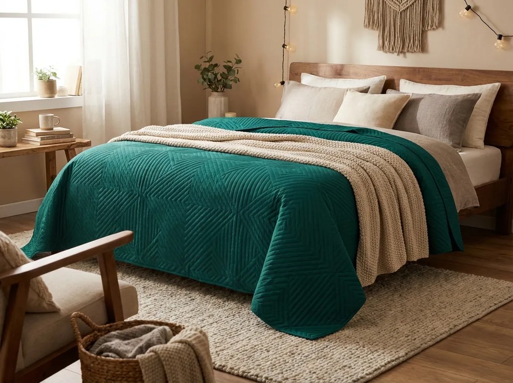 Ágytakaró CALDERA, petrolkék Méret: 200 x 220 cm