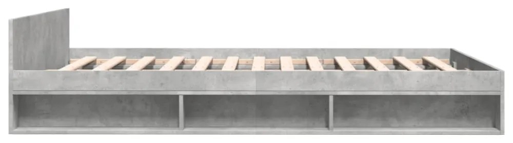 betonszürke szerelt fa ágykeret fiókokkal 160 x 200 cm