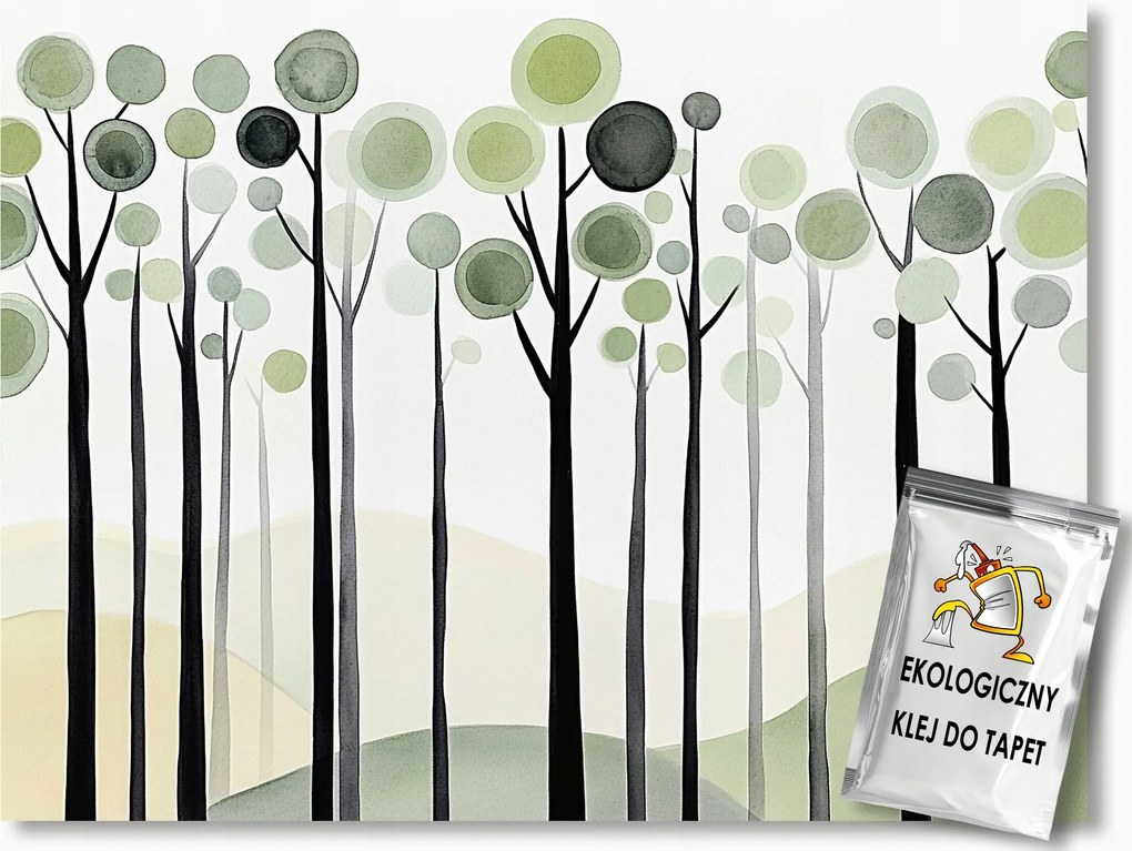 Fotótapéta Flizelina Absztrakt Grafika Zöld Erdő Fák 208x146 ragasztó