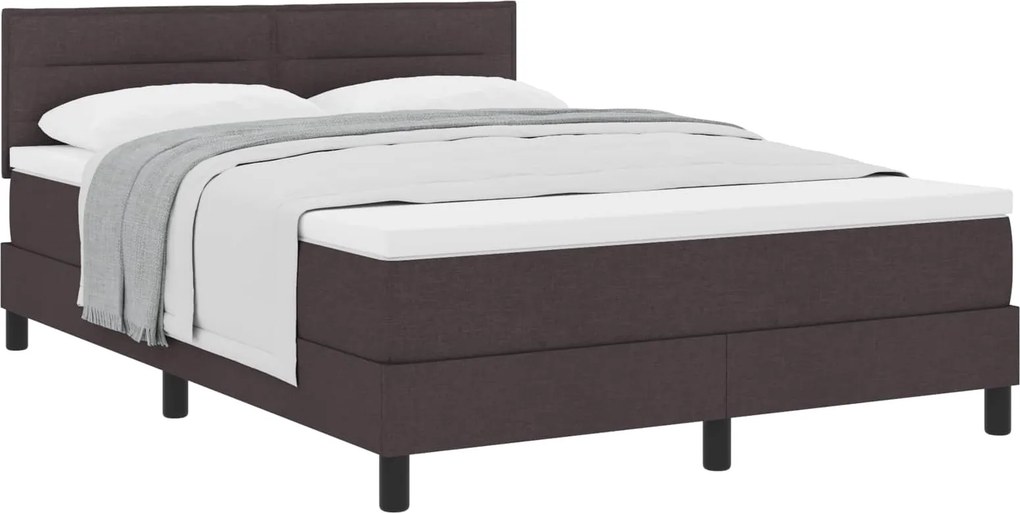 vidaXL Boxrugós ágy matracmal Sötét Barna 140 x 190 cm szövet