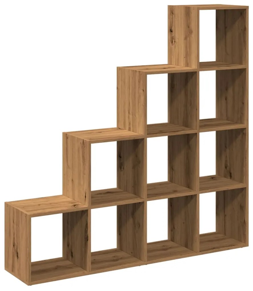 4 szintes kézműves fa elválasztó könyvespolc 131,5x29x131,5 cm