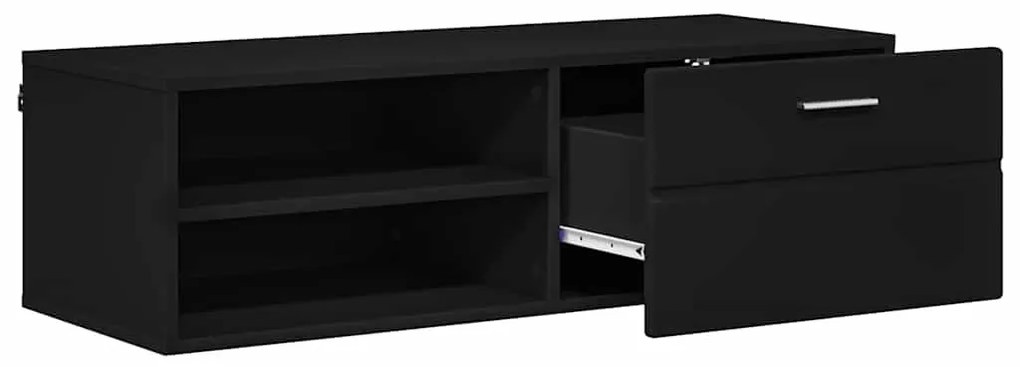 TV szekrény fiókkal polcokkal Fekete 100.5 x 39 x 30 cm Faanyag