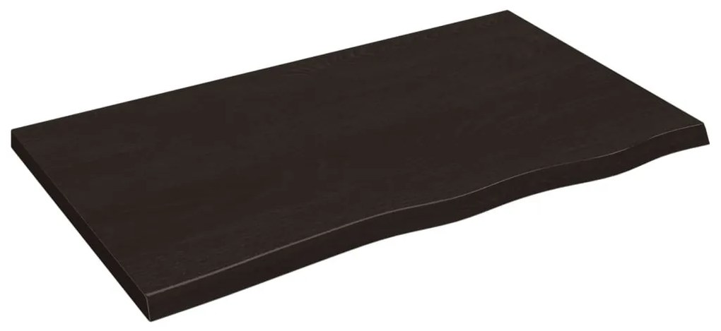 sötétbarna kezelt tömör tölgyfa fali polc 100x60x(2-4) cm