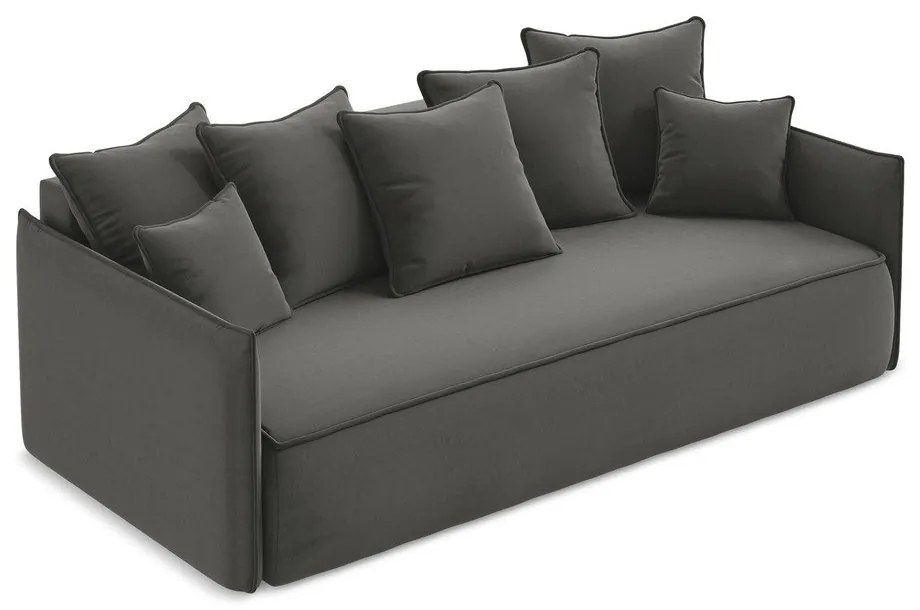 Sötétszürke bársony kinyitható-tárolóhelyes kanapé 225 cm Hula – Makamii