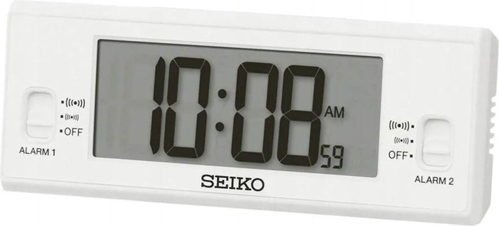 Fehér Ébresztőóra Seiko QHL093W Hőmérő Higrométer 2 Riasztás Háttérvilágítás