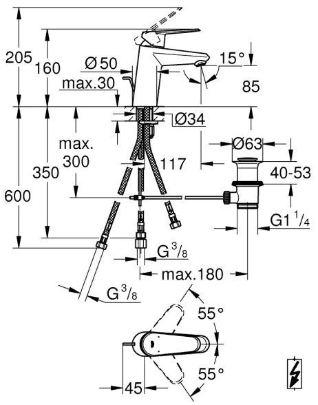 GROHE 33177002 - EURODISC COSMOPOLITAN mosdócsaptelep DN 15 fényes króm