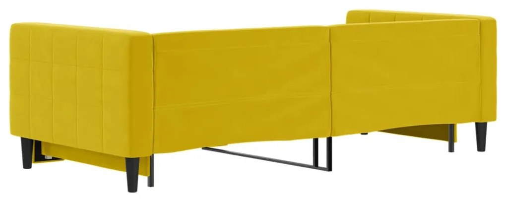 sárga kihúzható bársony heverő 90 x 200 cm