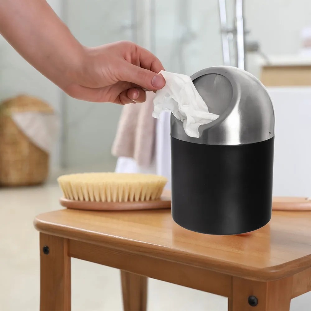 Fekete rozsdamentes acél szemetes 1,2 l BLACK – Orion