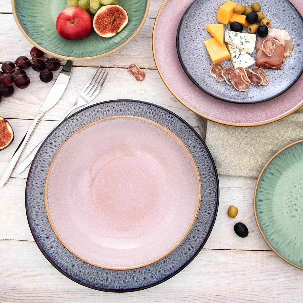 Rózsaszín mély kerámia tányér ø 20,5 cm Glaze – Orion