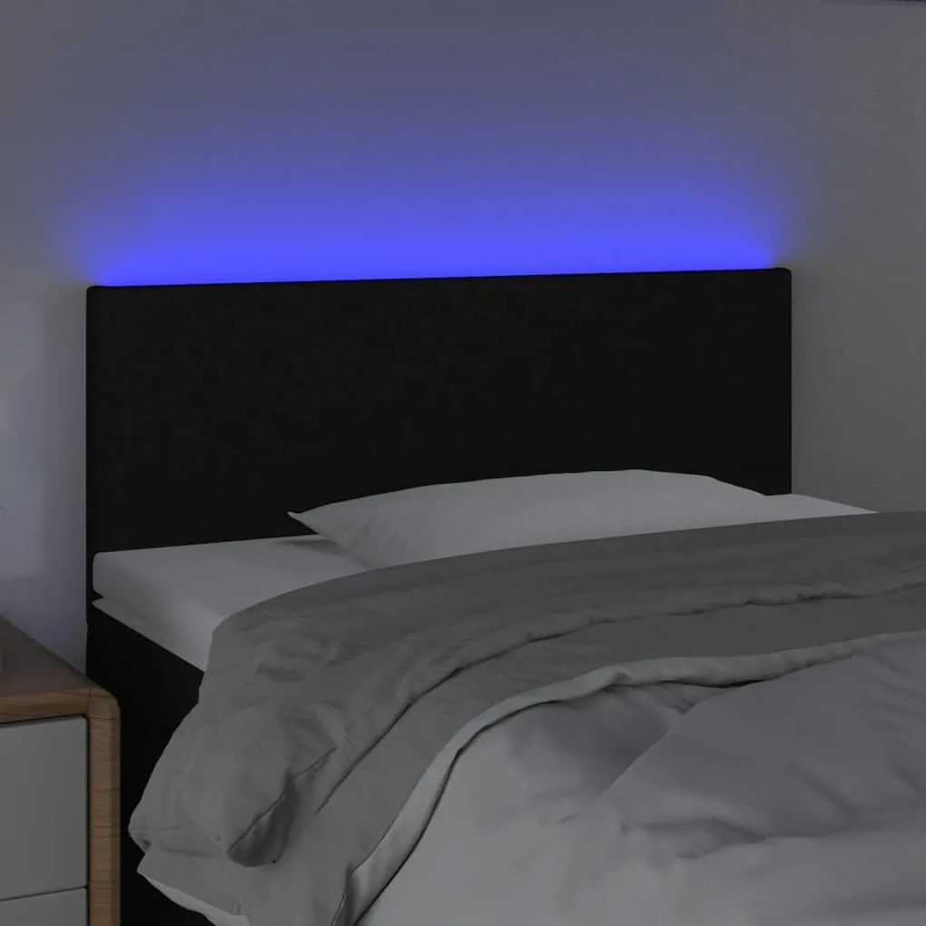 fekete szövet LED-es fejtámla 90x5x78/88 cm