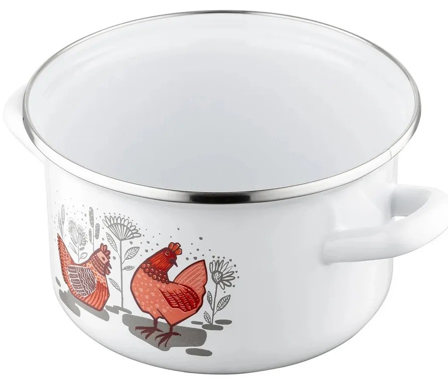 Emalia Pleszew Rubinka zománcozott edény fedővel , 16 cm, 2 l