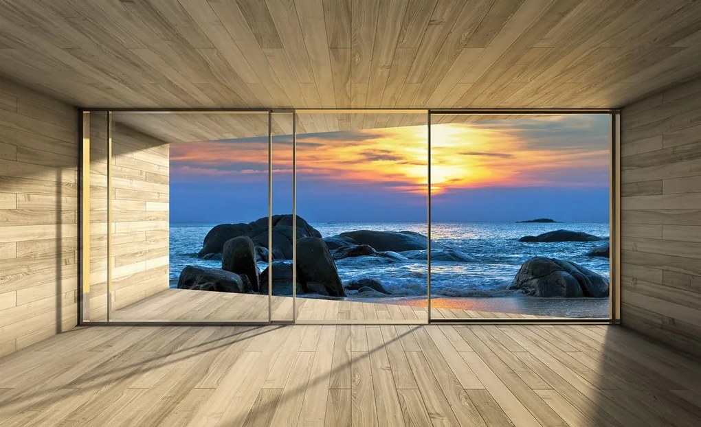 Fotótapéta - Modern ház a tenger mellett (152,5x104 cm)