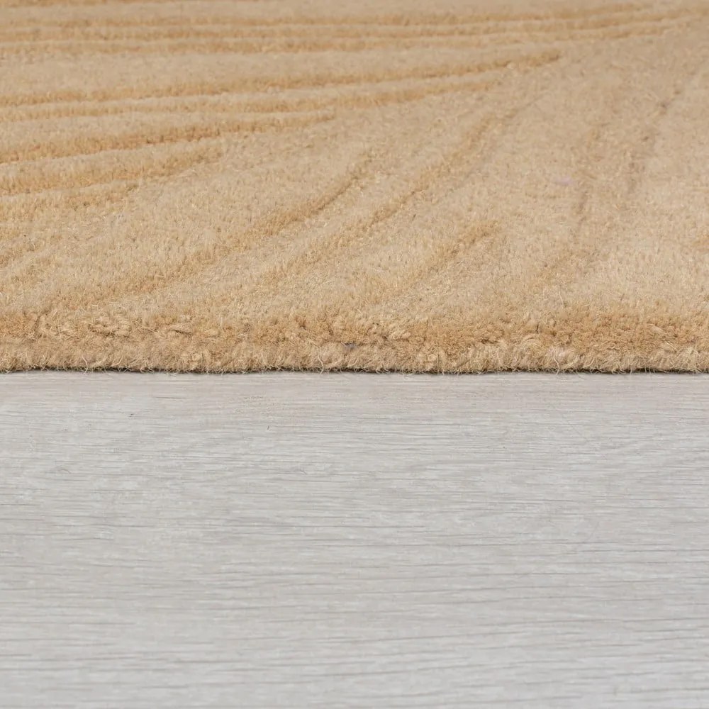 Lino Leaf világosbarna gyapjú szőnyeg, 160 x 230 cm - Flair Rugs