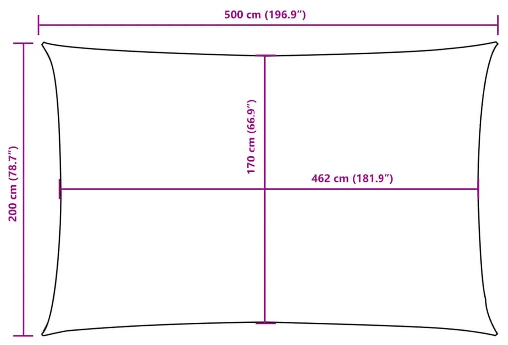 barna téglalap alakú oxford-szövet napvitorla 2 x 5 m