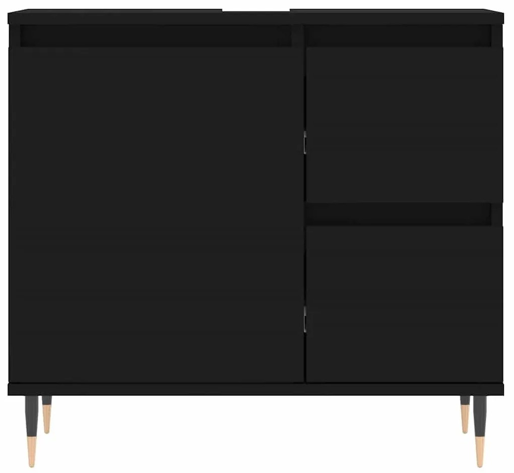 fekete szerelt fa fürdőszobaszekrény 65 x 33 x 60 cm