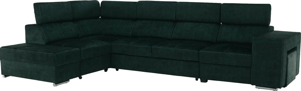 Ülőgarnitúra, smaragdzöld, balos, MALAGA BIG