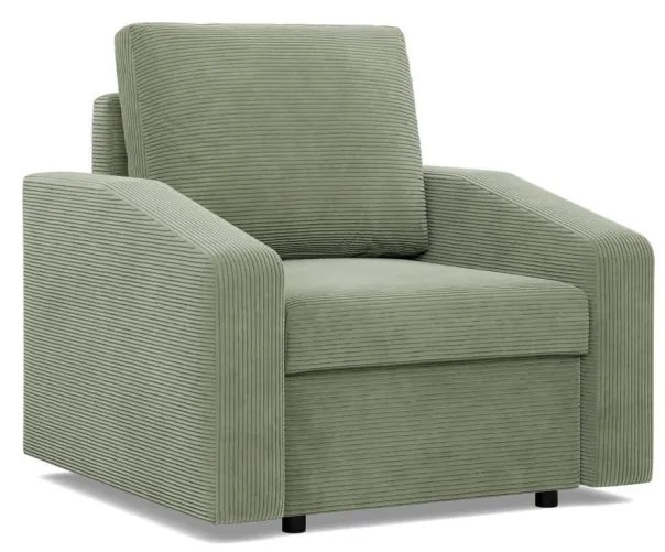 Zeus fotel, döntött kartámasz, kordbársony, bonell töltet, zöld