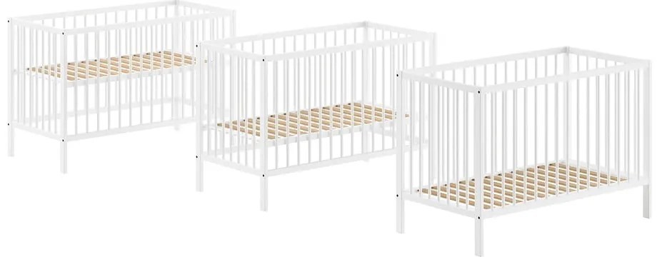 Fehér borovi fenyő babaágy 60x120 cm DINO – Vipack