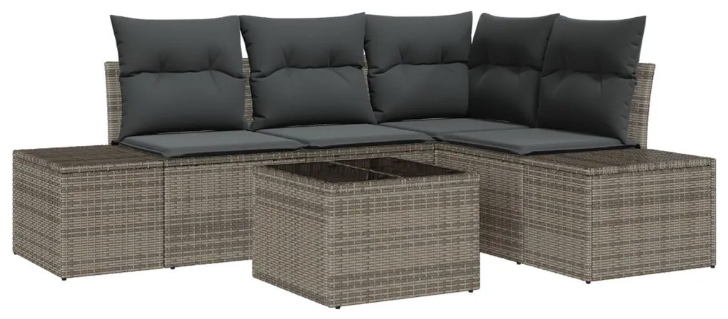 Kerti Kanapé Szett 5 pcs Szürke polirattan